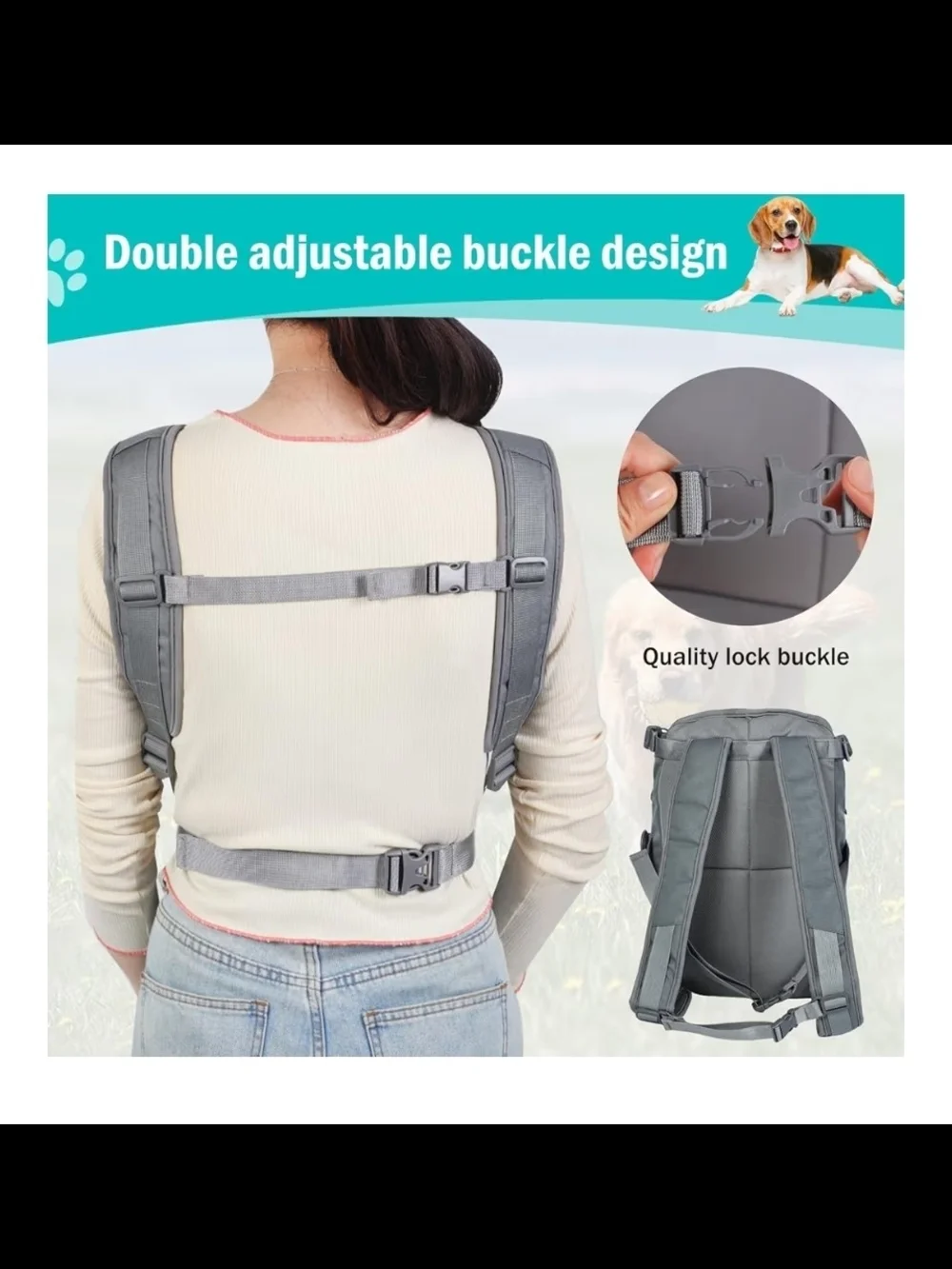 Gray Pet Dog Carrier Backpack
